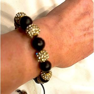 Adjustable Brazilian beaded bracelet, stays new looking always❣️Black and Gold❣️
